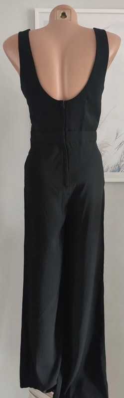 Kombinezon czarny szerokie nogawki H&M S