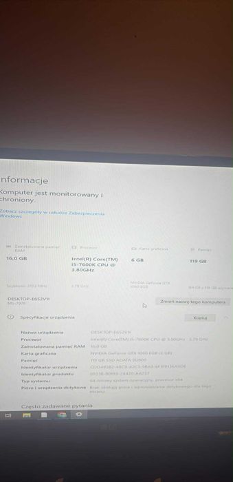 Komputer Stacjonarny GTX 1060 6gb/16gb RAM +Monitor