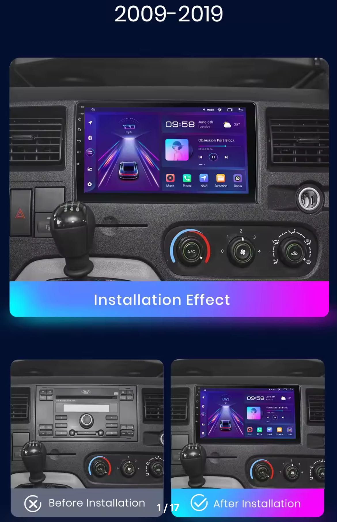 Nowe Radio/Nawigacja ANDROID Ford Transit 09-19 rok (2+32/4+64gb)