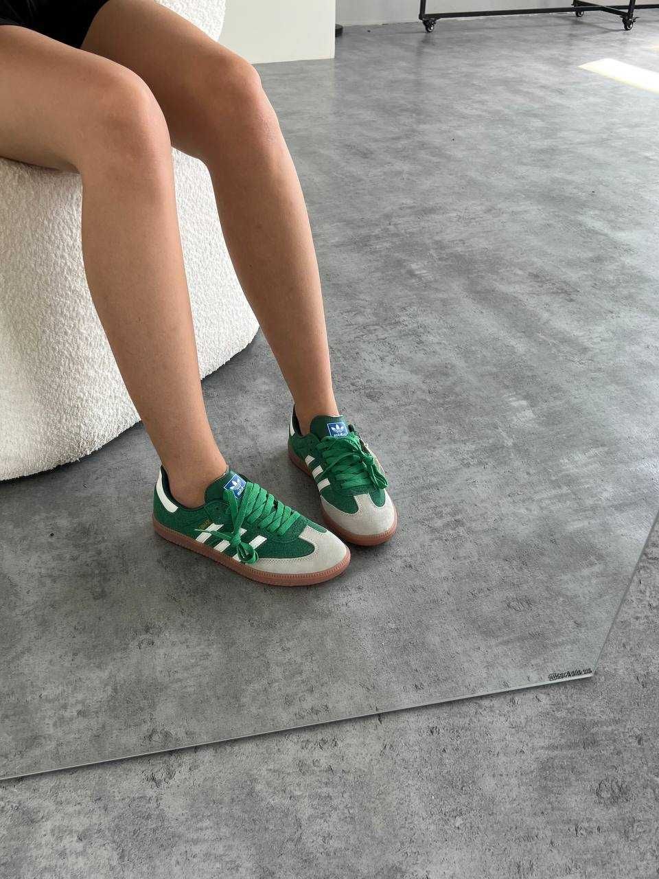 Женские замшевые кеды Adidas Samba green / Адидас Самба 36 37 38 39 40