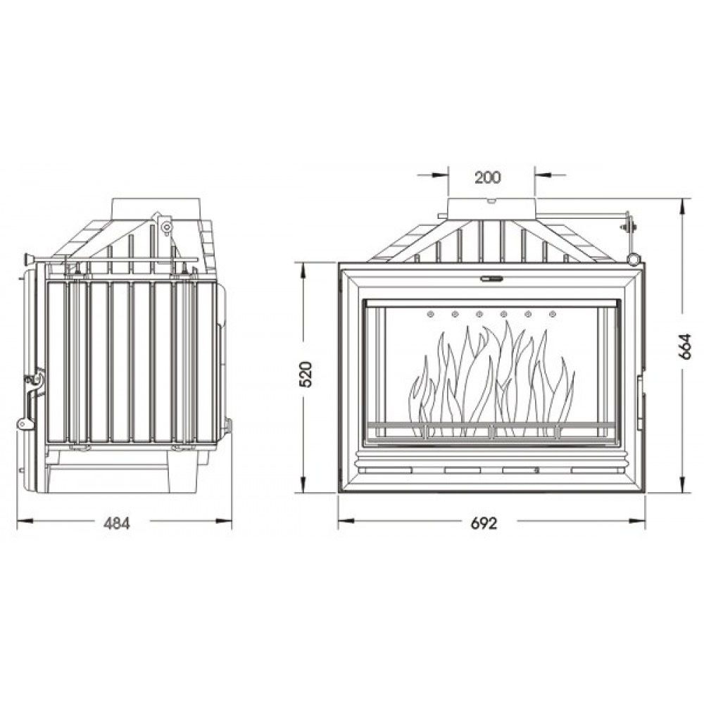 Камінна Топка Uniflam 700 Selenic ECO, Uniflam З Шибером