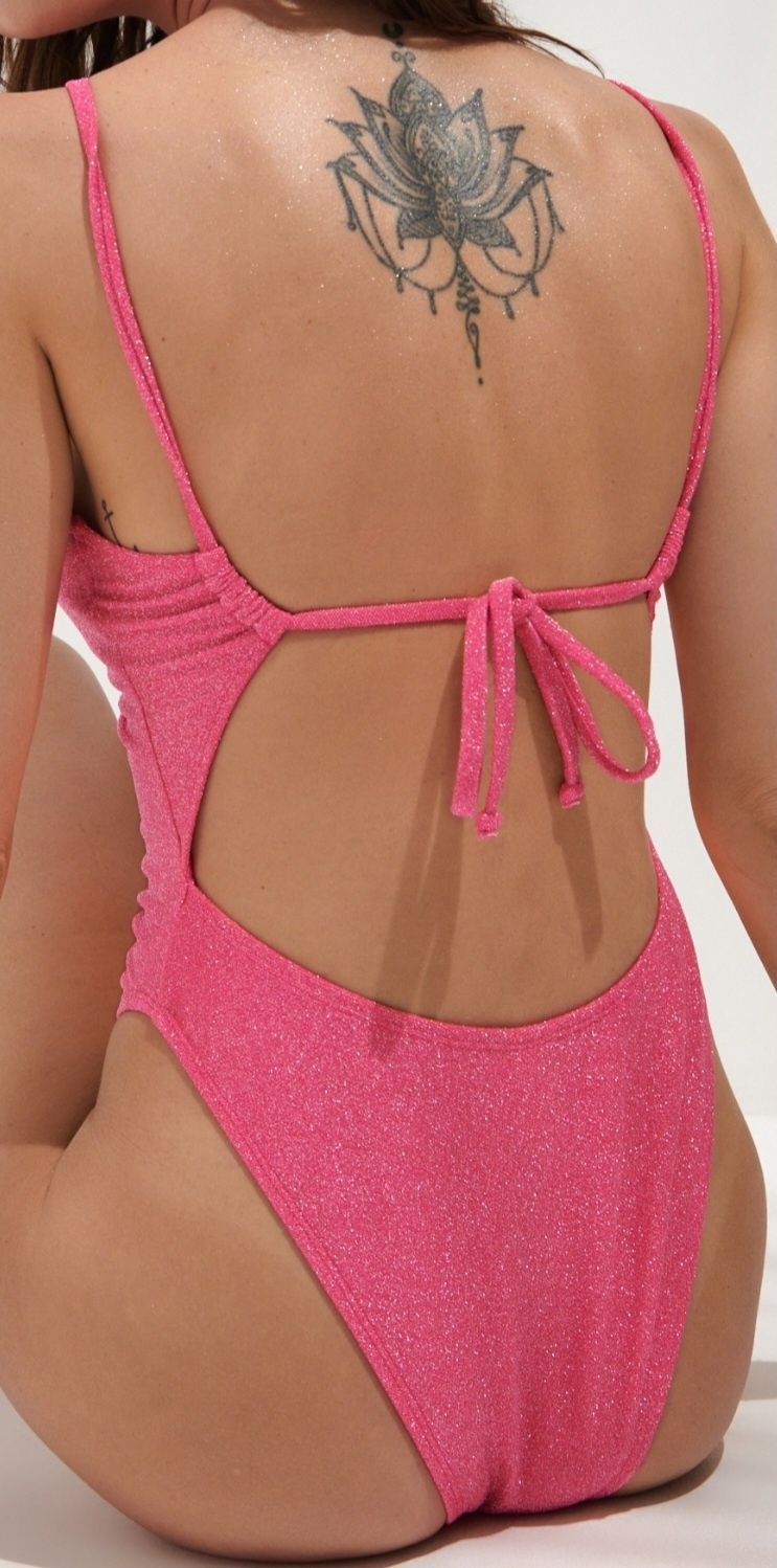 Nowy piękny brokatowy, różowy strój kąpielowy Sinsay M