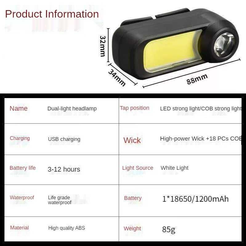 lanterna de cabeça  bateria incluida  foco pilha running trail LED+COB