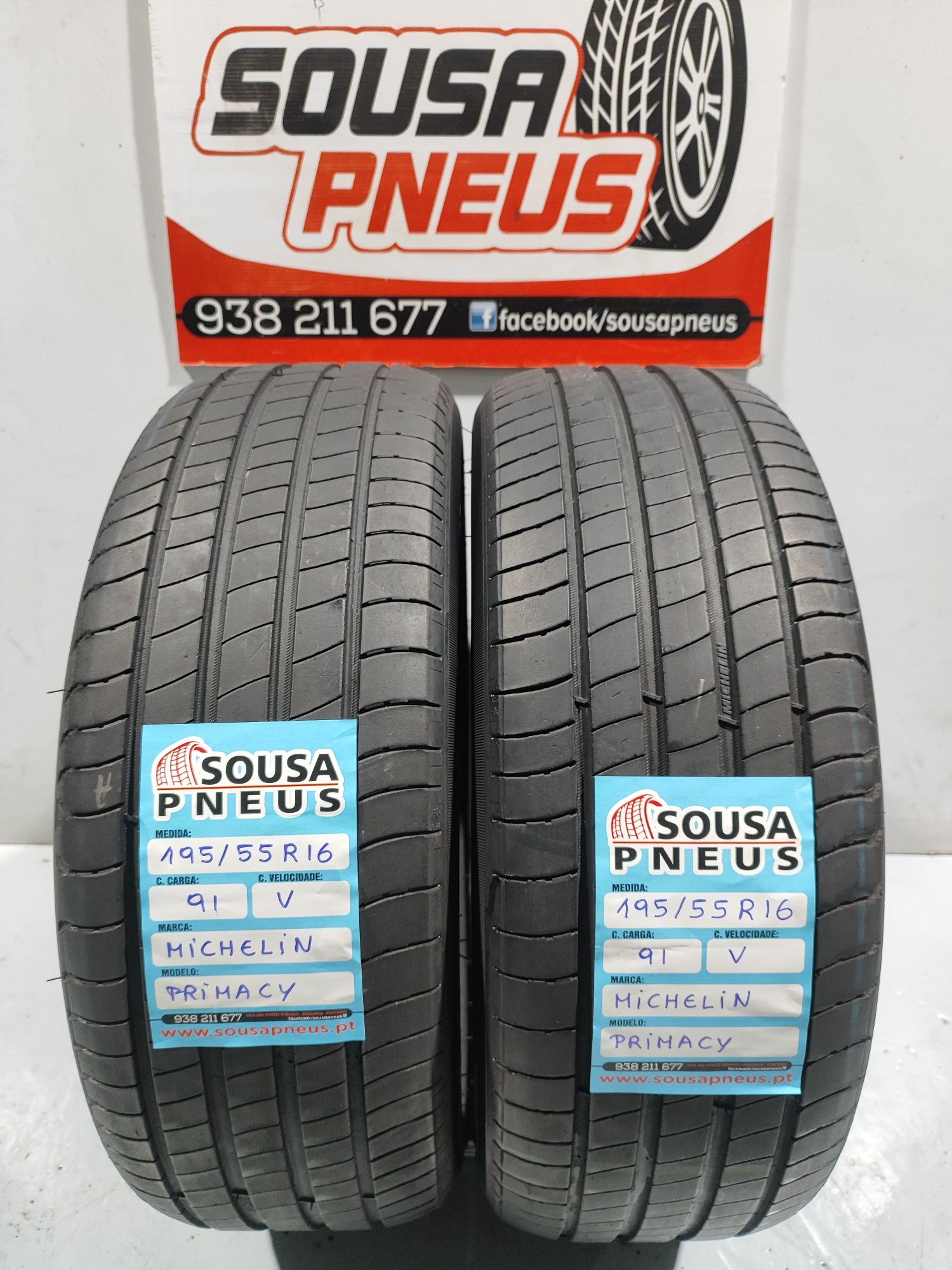 2 pneus semi novos 195-55R16 Michelin - Oferta dos Portes