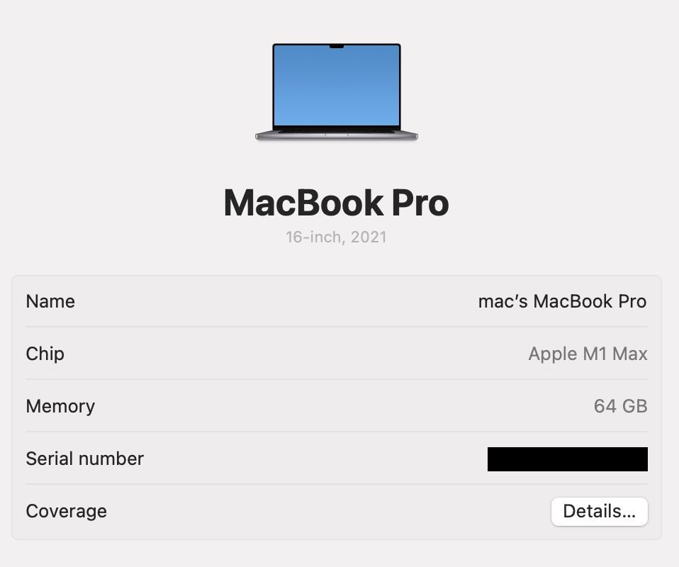MacBook Pro 16’ 2021 32-Core GPU M1 Max 64Gb 2Tb SSD 95%