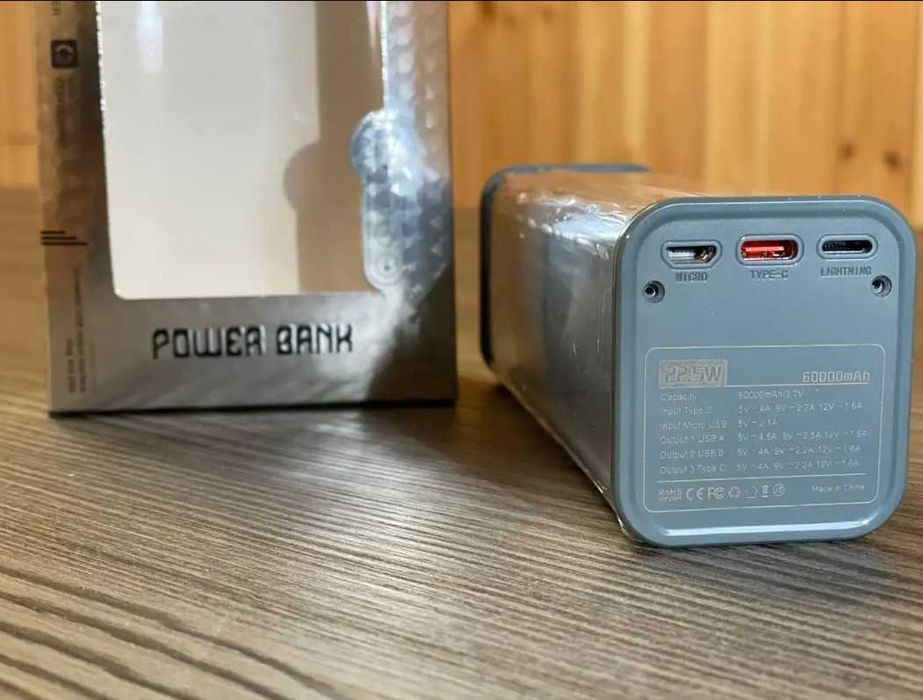 Портативний зарядний пристрій Power Bank 60000mAh, Зовнішній акумулято