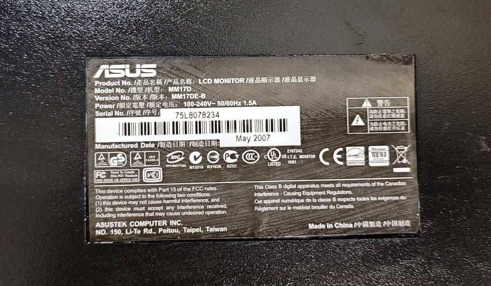 Monitor LCD Asus MM 17D 17"  stan bardzo dobry Łódź