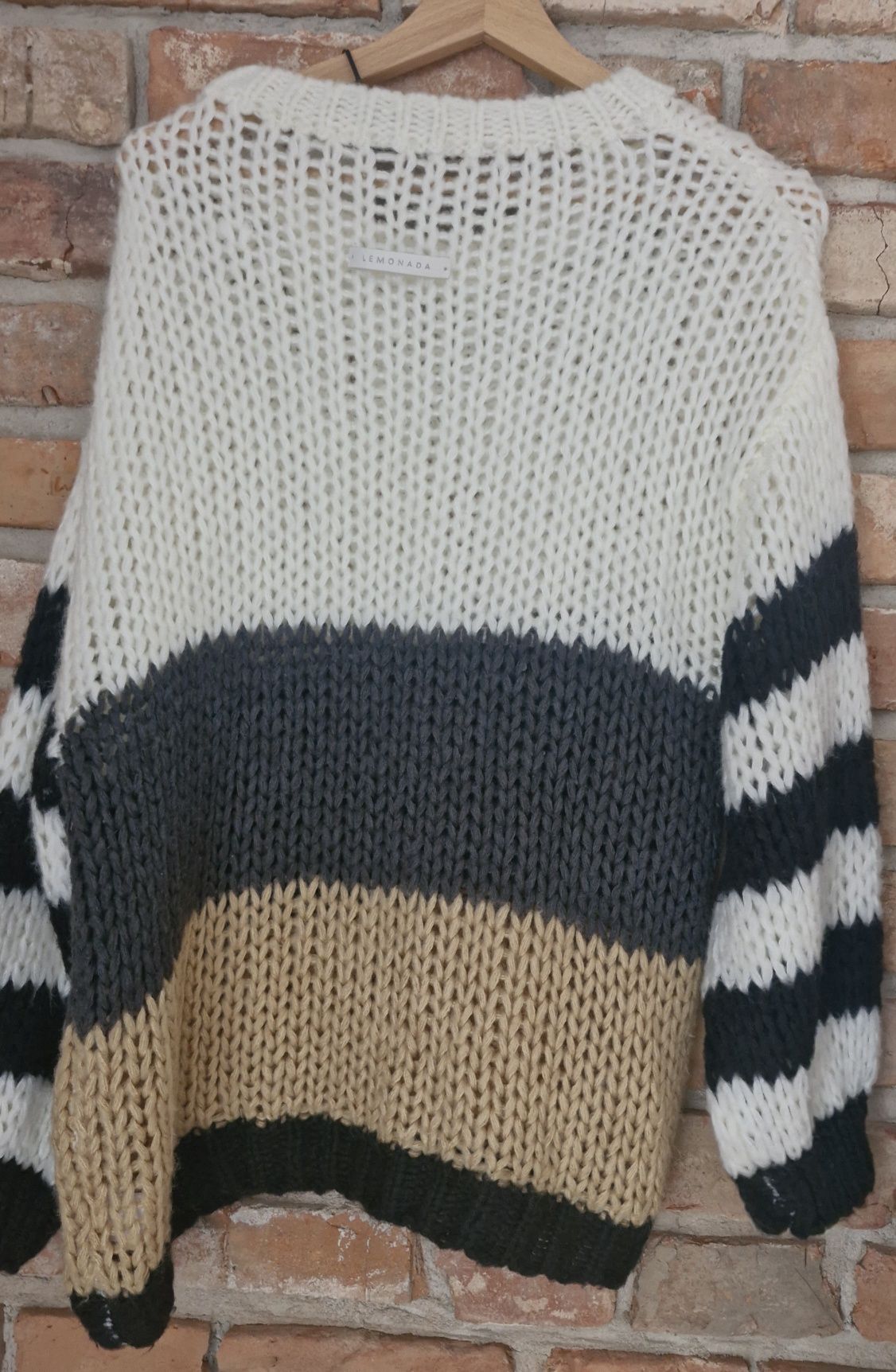 Sweter pleciony Lemonada w pasy gruby ciepły mięsisty