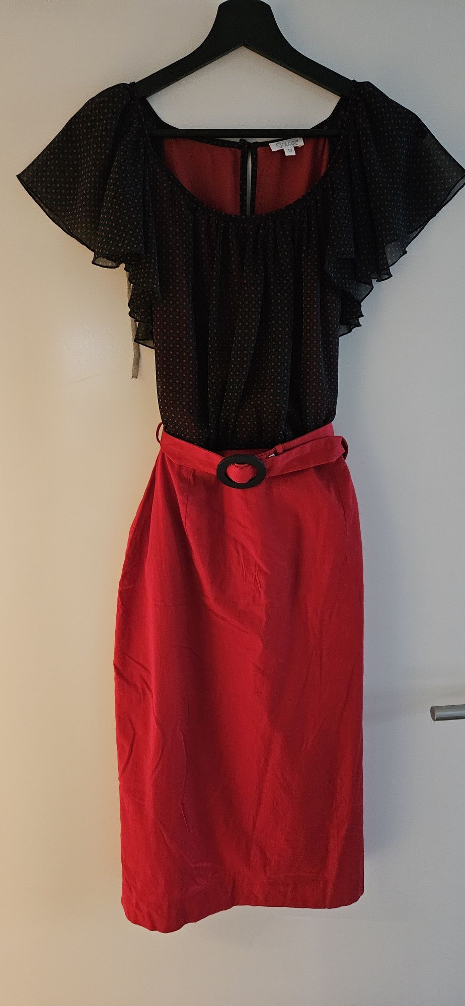 Solar sliczna sukienka czerwona z pasek 40
