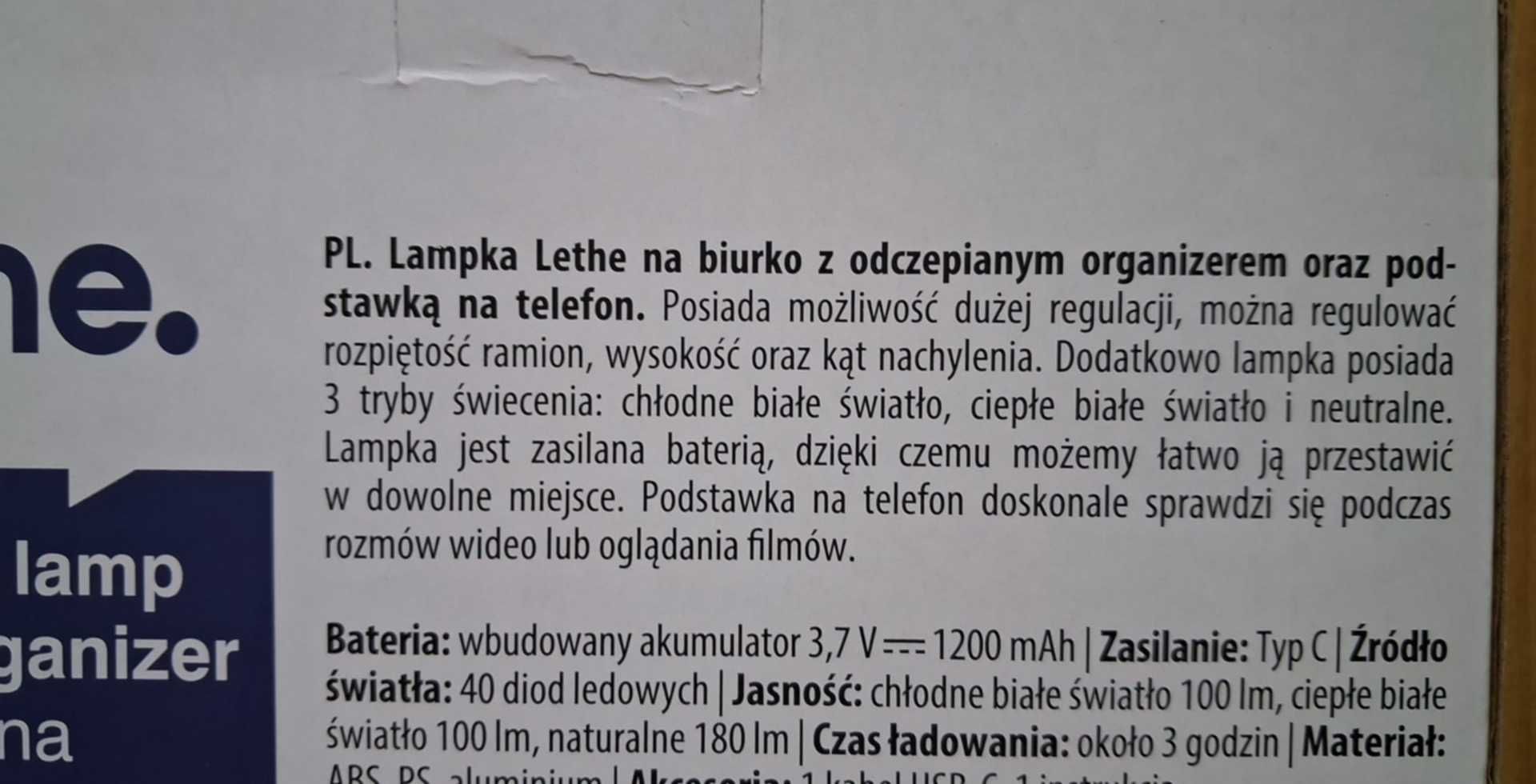 Lamkpa Biurkowa Lethe Podwójna lampka z pojemnikiem na przybory Biała