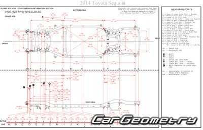 Геометрия кузова, размеры рамы Toyota Sequoia/Тойота Секвоя 2008-2016