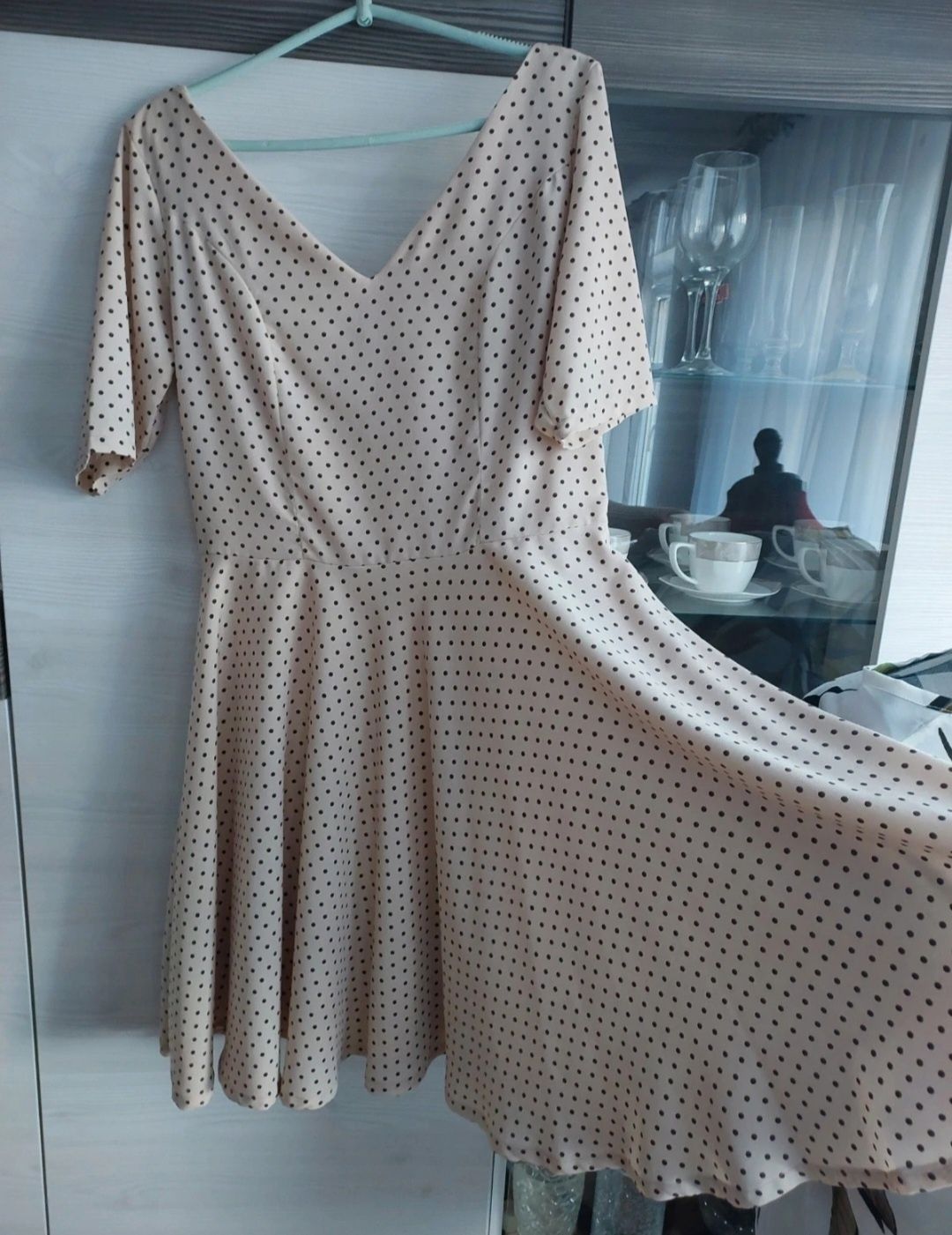 Sukienka pin up retro w brązowe grochy  40/42