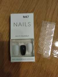 Nowe tipsy M47 zestaw sztuczne paznokcie naklejki klej akcesoria mani