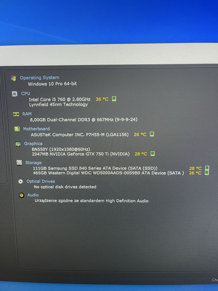 Komputer stacjonarny / i5 / GTX 750 Ti 2GB / 8GB RAM / SSD