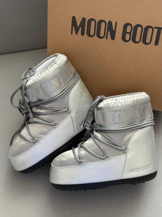 Мунбути Moon Boot Silver / чоботи Мун Бут сірого кольору / Мунбуты