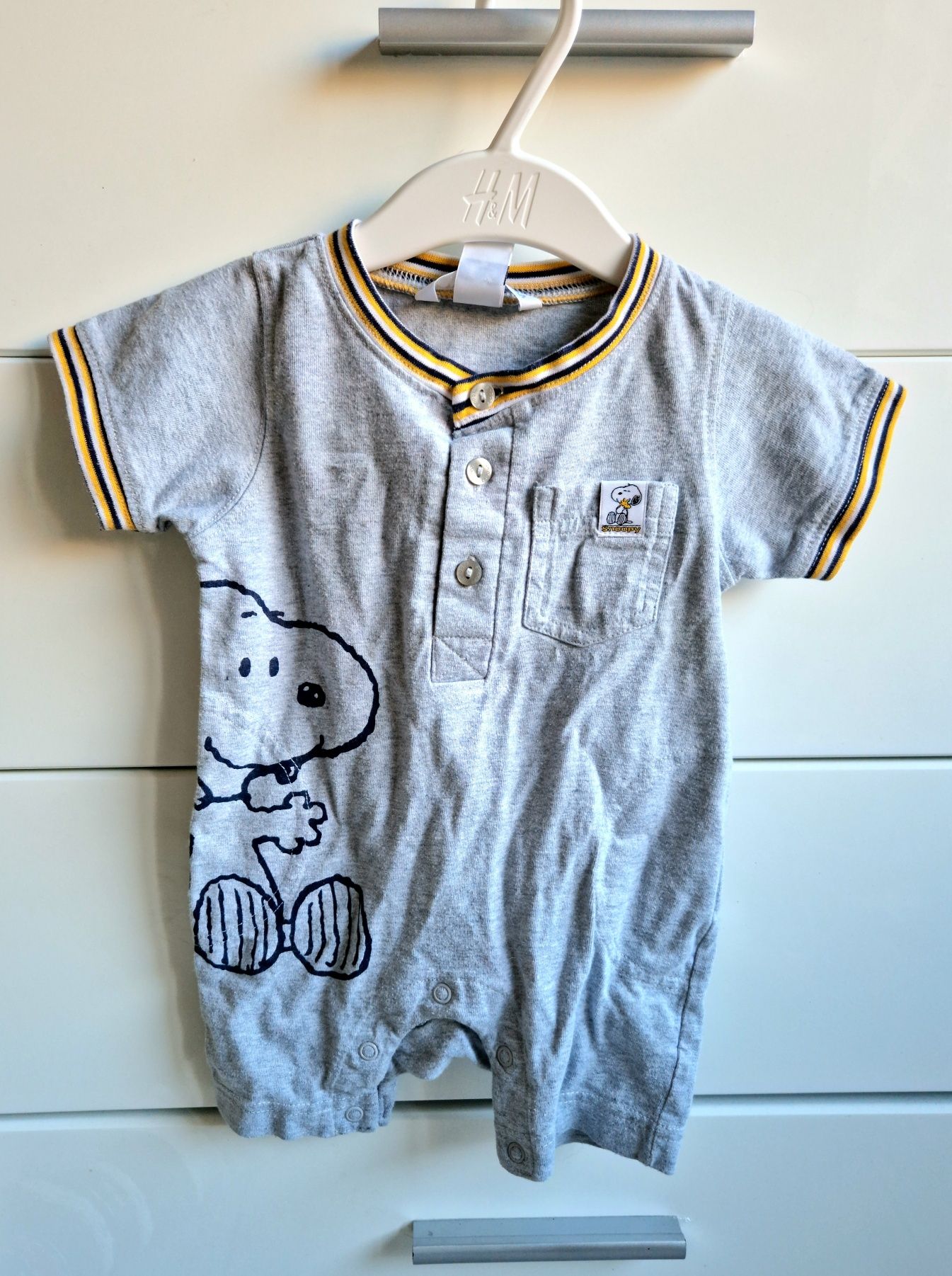 Rampers snoopy szary uroczy 62 h&m