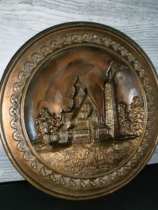 Talerz, płaskorzeźba, obraz - Świątynia Wang z brązu lub mosiądzu