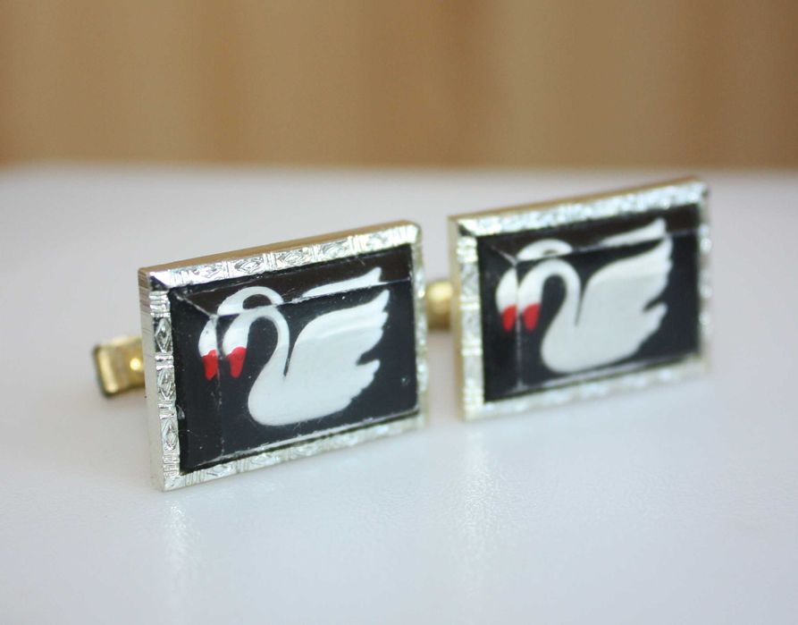 Запонки мужские СССР Русалки Лебеди акрил