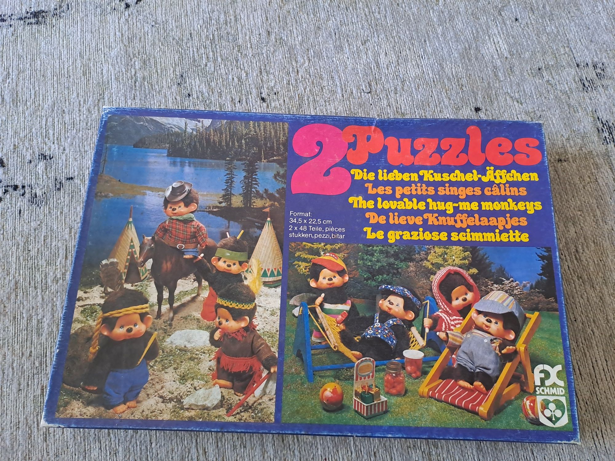 Stare Puzzle Małpki  Monchhichi VINTAGE