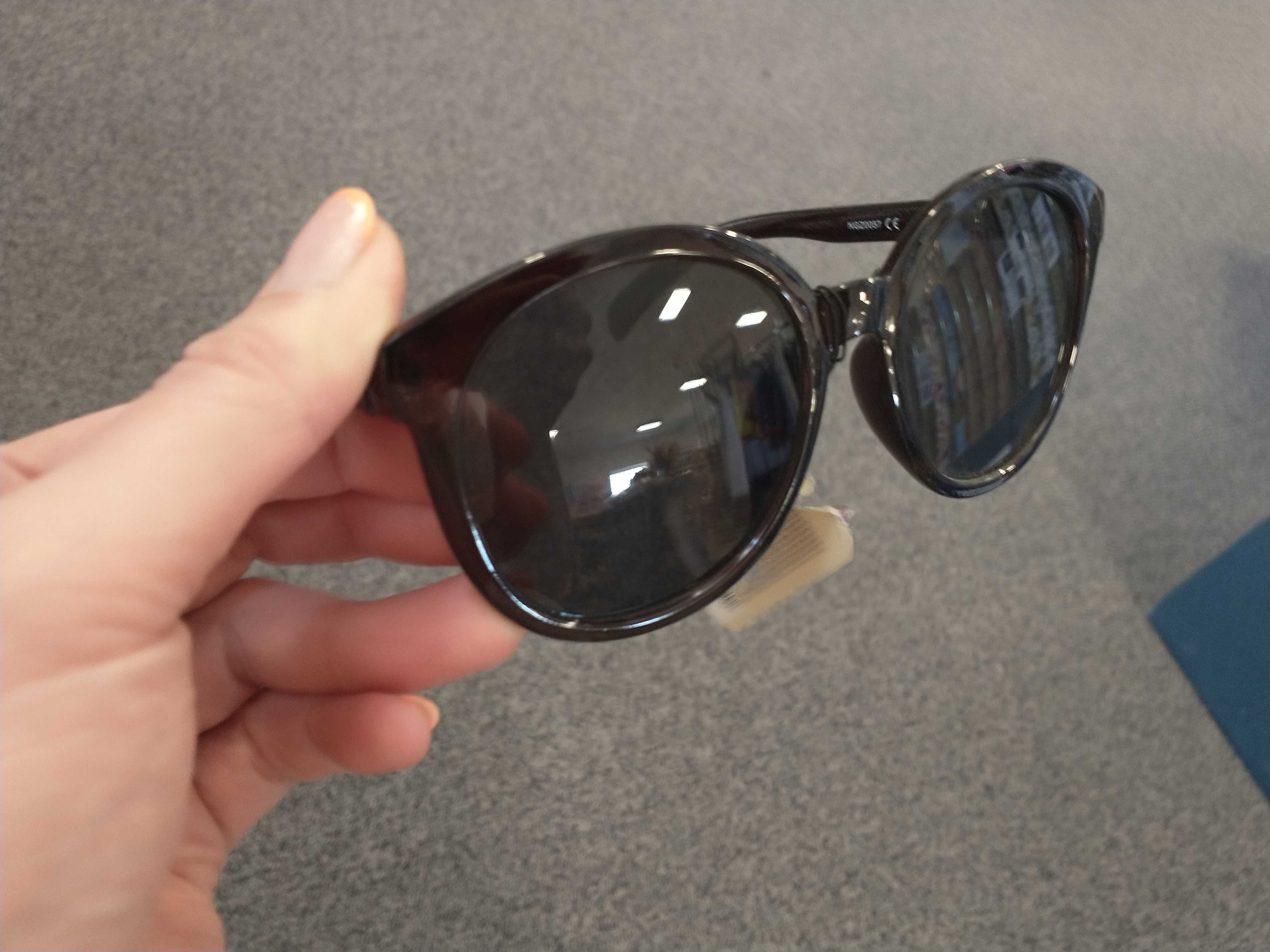 Nowe okulary przeciwsłoneczne damskie czarne brąz modne duże