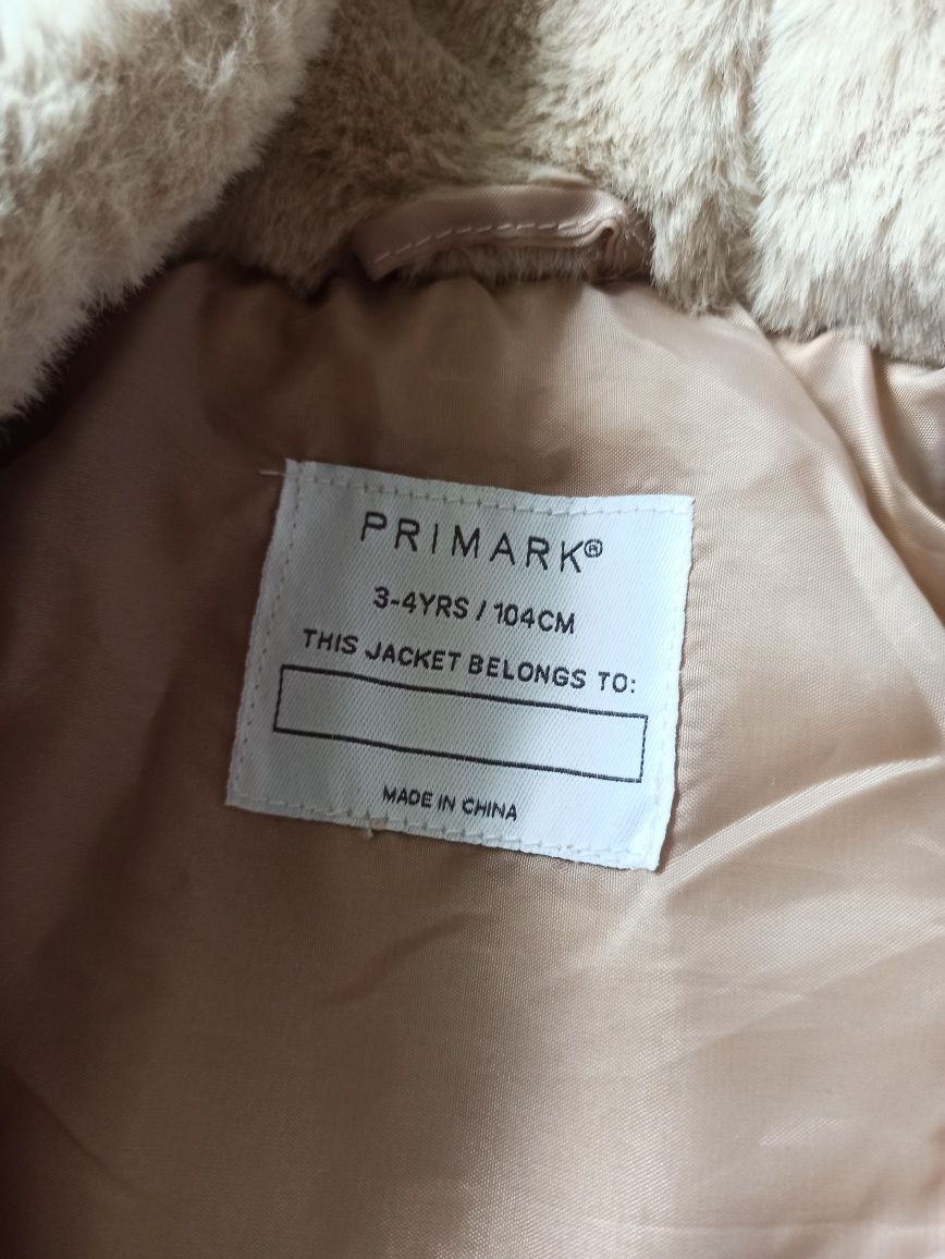 Kurtka, bluza, futro futerko z kapturem beż, 104, primark