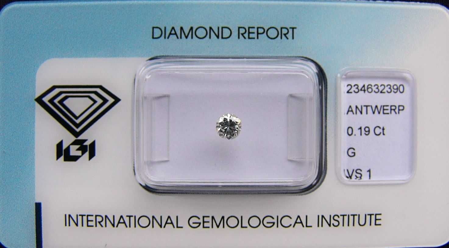 BRYLANT 0.19 ct VS1 G 3,80 mm Certyfikat IGI Diament