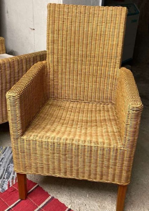 Duże, stabilne fotele rattanowe/z rattanu oraz duży stol rattanowy