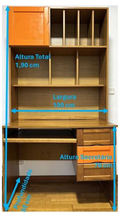 Secretária com Estante para Quarto de Criança ou Escritório