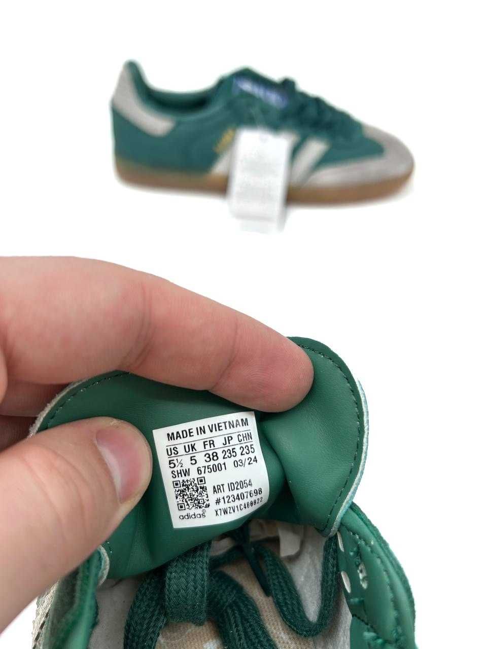 Жіночі кросівки Adidas Samba зелений з сірим білим D572 ХІТ