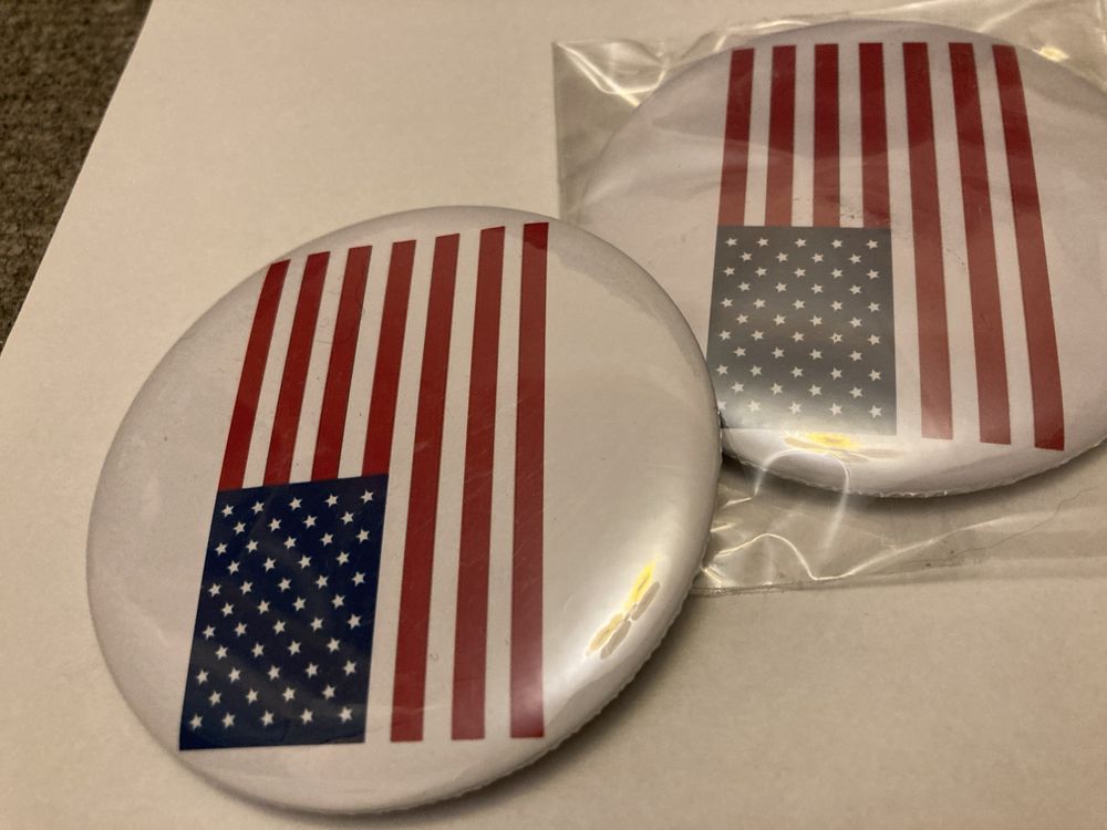 3 szt przypinki średnica 10 cm flagi amerykańskie, stany zjednoczone