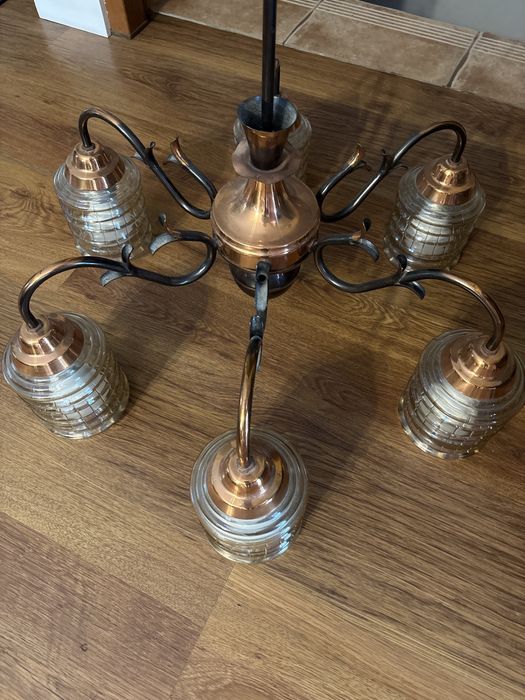 Przepiękny retro kpl - lampa + 2 kinkiety