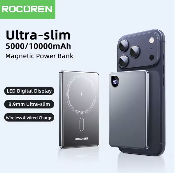 Power Bank Ugreen,Baseus,Rocoren,Essager MagSafe 5000-20000mAh, 15-65w