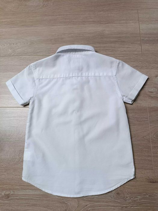 Koszula krótki rękaw guziki kołnierzyk kieszonka biała 'Primark' 110