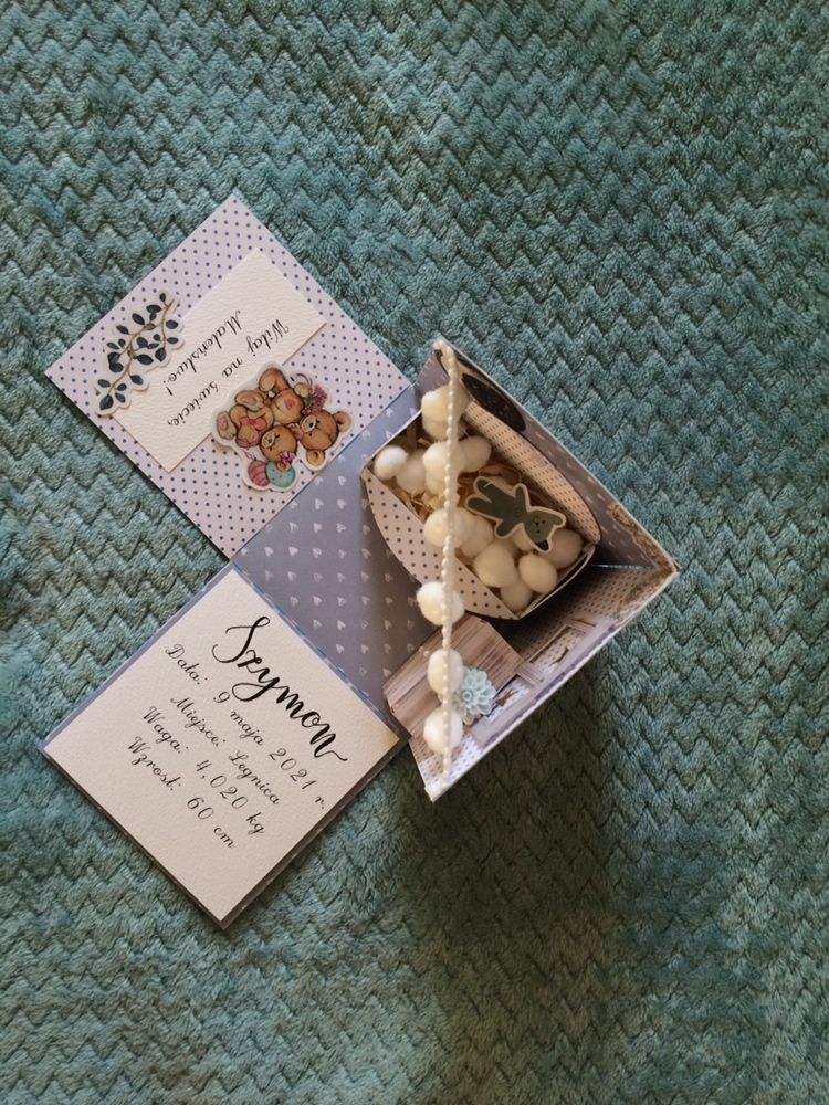 Exploding box-narodziny dziecka, handmade