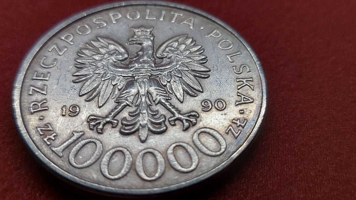 Typ C 100000 solidarność 1990 srebrna moneta