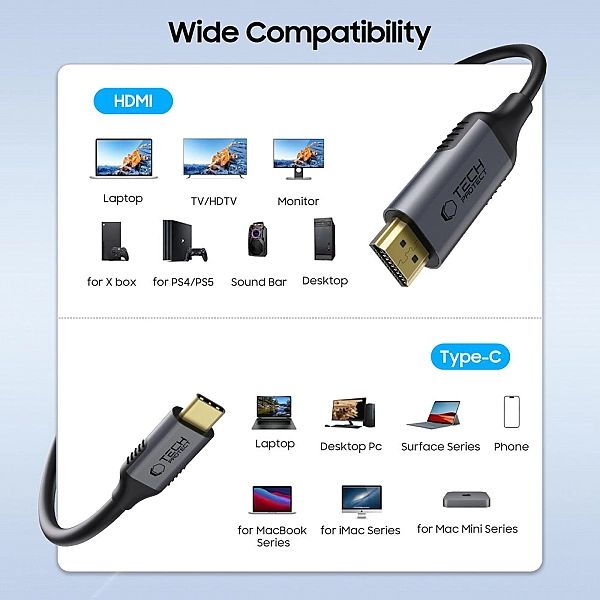 Tech-Protect Ultraboost Cable Type-C To Hdmi 2.0/4K 60Hz 180Cm Black