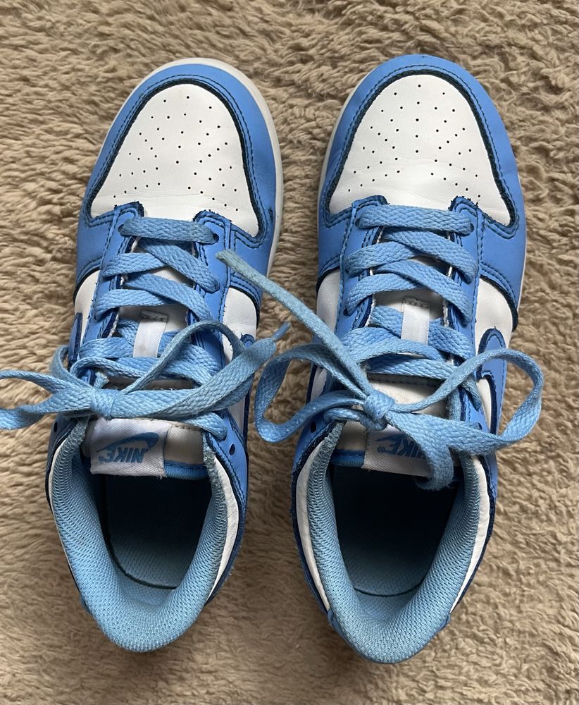 Sneakersy młodzieżowe chłopięce dziewczęce Nike Dunk Low niebieskie 34