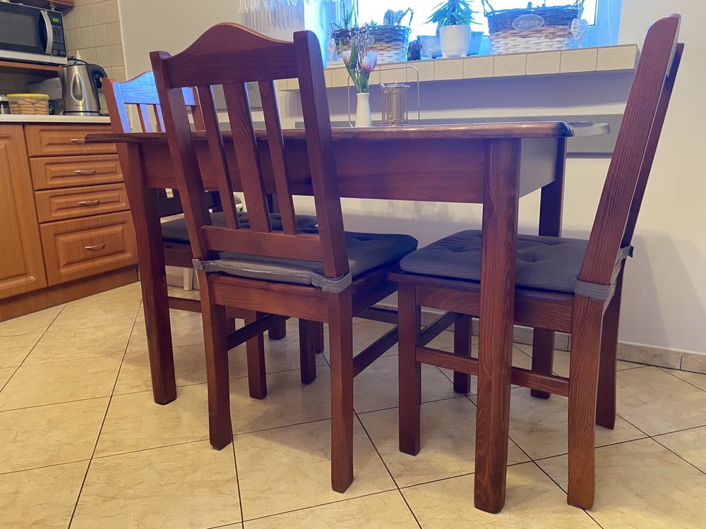 Stół + 6 krzeseł lite drewno / zestaw