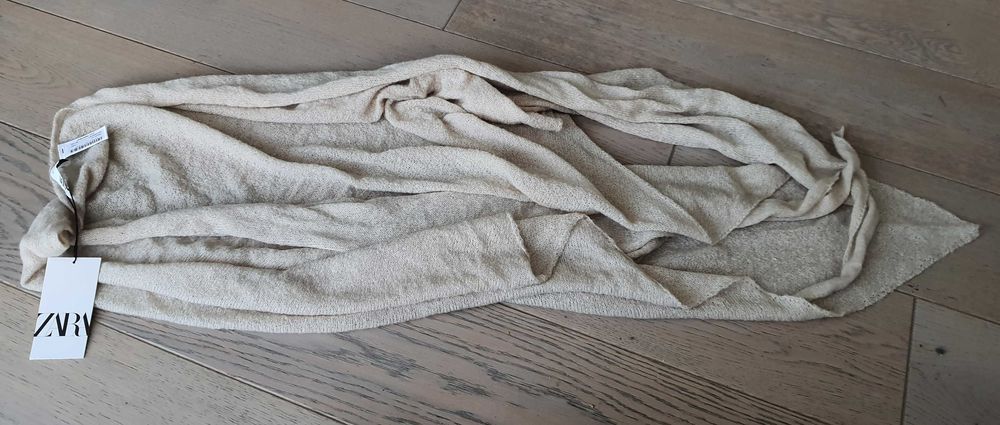 ZARA szal narzutka damska z domieszką wełny