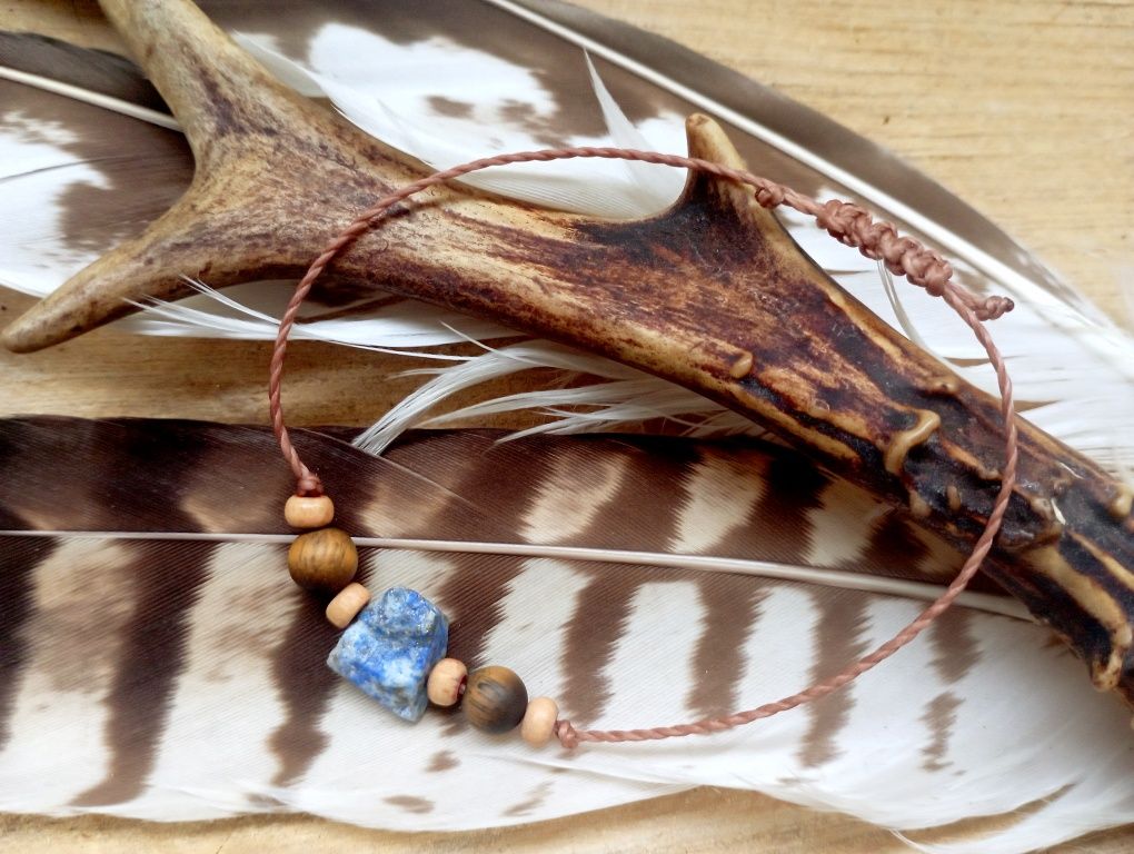 Bransoletka kamienie naturalne lapis lazuli tygrysie oko boho hippie