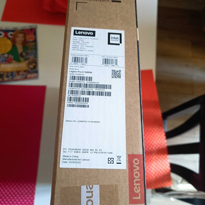 Laptop Lenovo Legion 5 32GB RAM i7-14700HX 1TB SSD 4070 RTX Windows 11