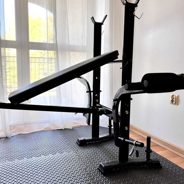 Zestaw Do Ćwiczeń 128kg Siłownia Ławeczka Hantle Sztanga Obciążenia