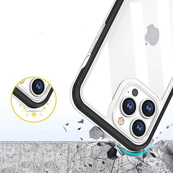 Clear 3in1 etui iPhone 14 Pro Max silikonowy pokrowiec z ramką czerwon