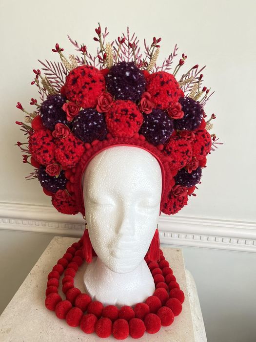 українский віночок з помпонами украинский венок с помпонами