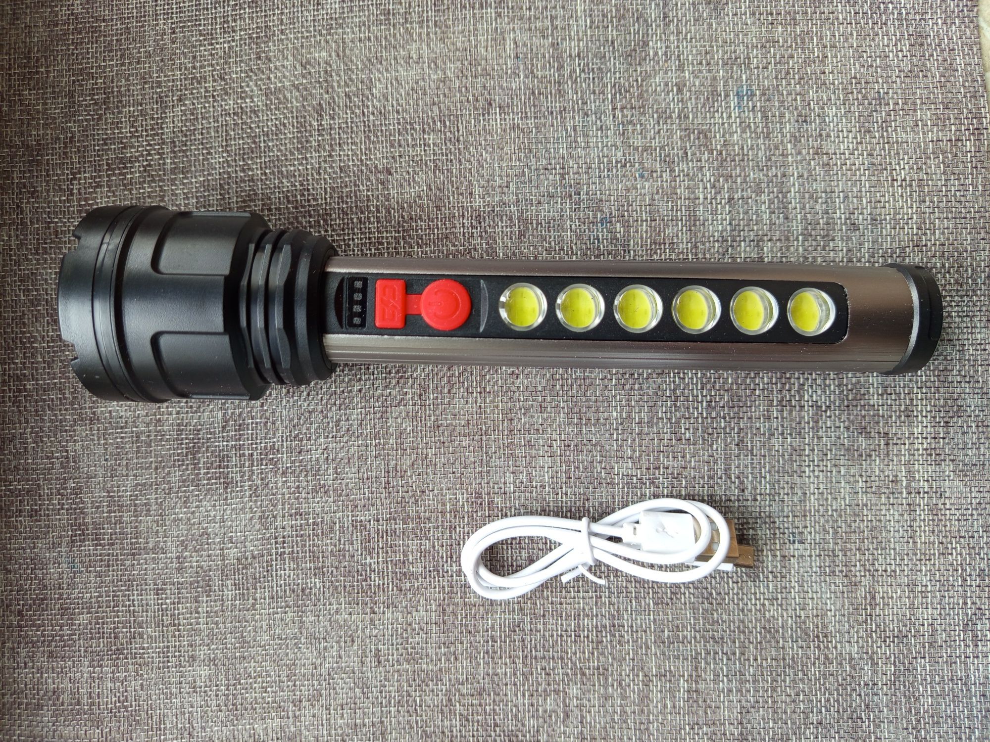 Latarka LED USB + 6 cob