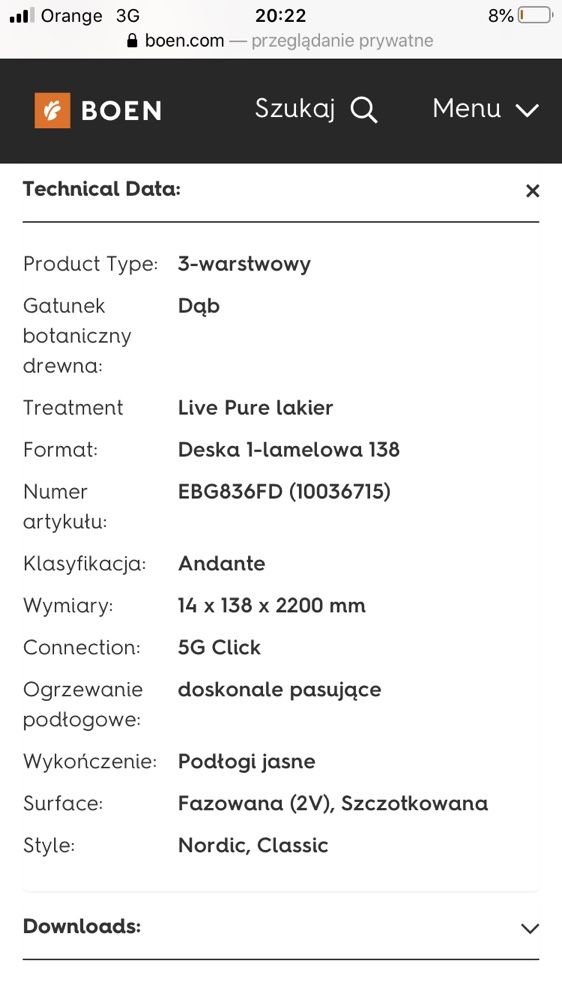Boen Plank Pure Live dąb lakier panele podłogowe 14x138x2200 min. 21m2