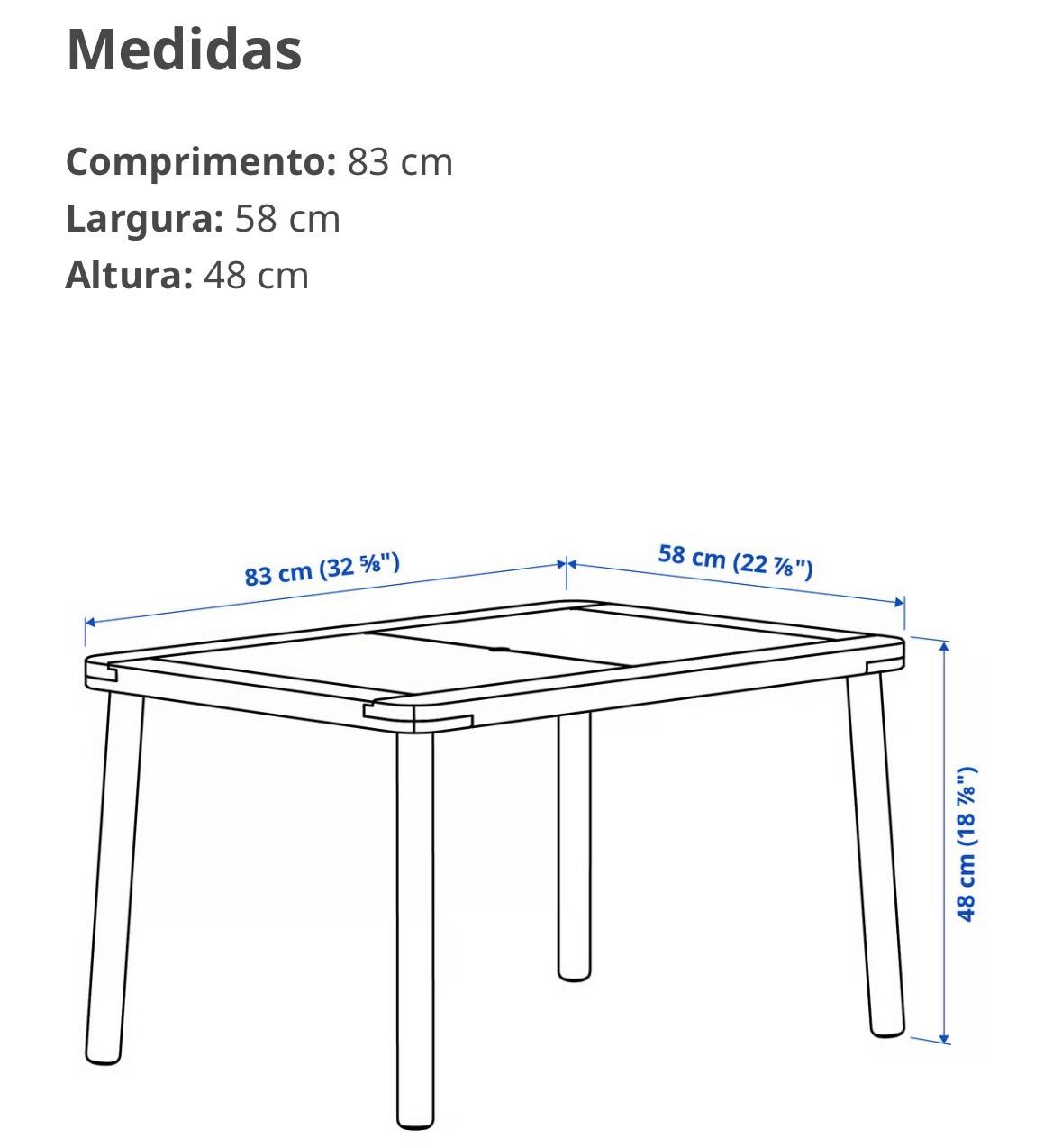 Mesa criança Flisat ( com bancos e cestas arrumação)