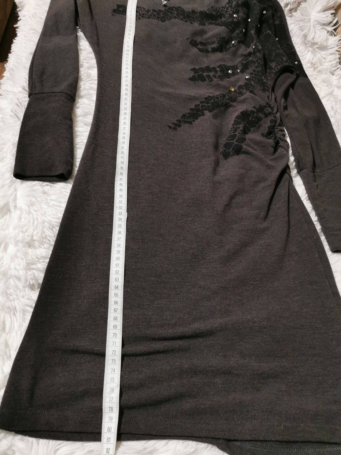 Długa tunika/sukienka ciemny szary kolor