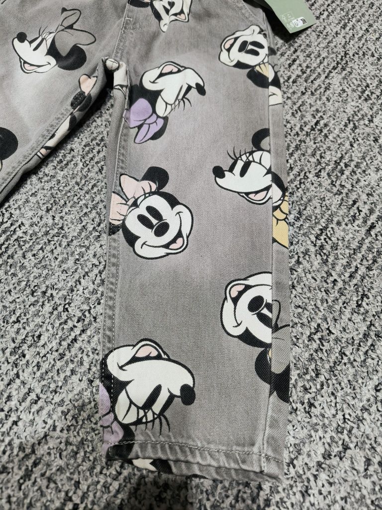 Jeansy H&M 98 paper bag relaxed fit Myszka Minnie Mouse Disney dżinsy