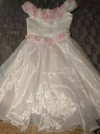 Платье для девочки Бело-розовое